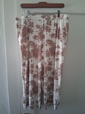 Gilligan & O’Malley Sleep Pants XL Beige White Floral Soft Stretch Pajama Bottom